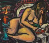 Helmut Arnez, Nude (Reading girl), 1971, oil on canvas