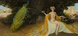 Maximilian Lenz, Goddess Iduna with peacock, 1932, oil on canvas