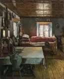 Josef Stoitzner, Rustic bedroom, 1913, oil on canvas