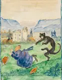Fritz von Herzmanovsky-Orlando, Der schwarze Schreck, mixed media on paper