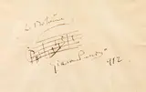 Giacomo Puccini, Greeting card with score of the opera  "La Bohéme, 1912, India ink on paper