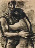 Frans Masereel, Lovers, 1949, chalk on paper
