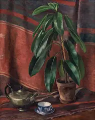 Max Neuböck, Still life with rubber tree, 1946, oil on canvas