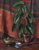 Max Neuböck, Still life with rubber tree, 1946, oil on canvas