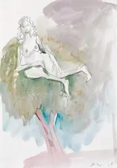 Siegfried Anzinger, Woman in a tree, 2006, mixed media on paper; unframed