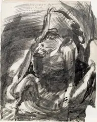 Pyramidenhocker 6 by Siegfried Anzinger, 1986, India ink on paper, framed, sold Jun 2016