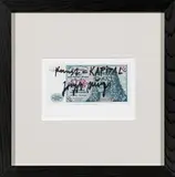 Kunst ist Kapital" (Art is capital) by Joseph Beuys, 1979, banknote (10 DM) labelled; framed, sold Jun 2016