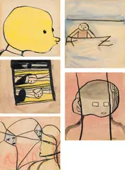 Franz Blaas, Mixed lot of five works, mixed media on paper; framed