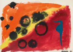 Alexander Calder, Hippocampe, 1962, mixed media on paper; framed
