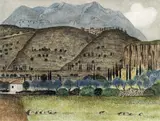 Herbert Breiter, Tuscany, 1975, watercolour on paper; framed