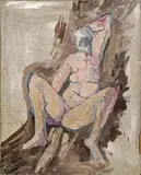 Otto Eder, Sitting nude with raised elbow, 1971, oil on canvas