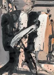 Head by Walter Eckert, mixed media on paper; framed, sold Jun 2016