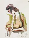 Georg Eisler, Sitting female nude, 1987, India ink, mixed media on paper; unframed