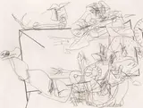 Karl Anton Fleck, zu Tisch, 1963, pencil on paper; unframed