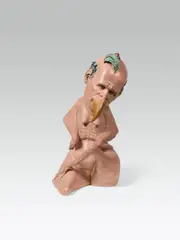 Julia Hanzl, Papageno's letzter Auftritt" (Papageno's last appearance), 2012, ceramics modelled by hand, glaze and caseincolours