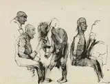 Alfred Hrdlicka, Figure study (themes probably Hamlet), 1970, India ink on paper; framed