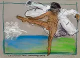 Alfred Hrdlicka, Schwanensee oder Schwanengesang" (swan lake or swan song), 1992, pastel on paper; framed