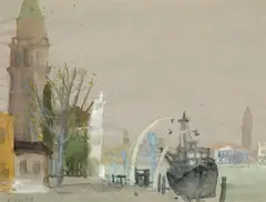 Rudolf Hradil, Venice, watercolour on paper; framed