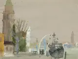 Rudolf Hradil, Venice, watercolour on paper; framed
