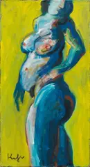 Alfred Kornberger, Blue standing nude, 1995, oil on canvas; framed