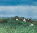 Karl Korab, Summer and Winter (2 Pendants), 1986, gouache on paper; framed
