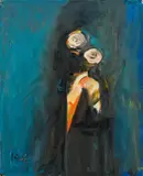 Headless nude on blue by Alfred Kornberger, 1998, oil on canvas; framed, sold Jun 2016
