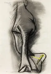 Jürgen Messensee, Nude study, 1972, coloured chalk, charcoal on paper; unframed
