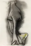 Jürgen Messensee, Nude study, 1972, coloured chalk, charcoal on paper; unframed