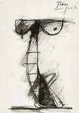 Jürgen Messensee, Figurine, 1974, ink on paper; framed
