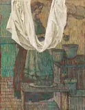 Adrian Moldovan, Woman at the stove, 2001, oil on canvas; unframed