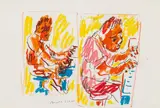 Otto Muehl, Piano player, 1985, mixed media on paper; framed