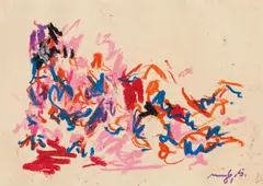 Otto Muehl, Nude, 1982, pastel on paper; framed