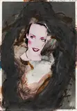 Arnulf Rainer & Dieter Roth, Dame aus Papier (Jerry Hall)" (Madame out of paper (Jerry Hall)), 1978, mixed media; collage on photograph; framed