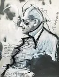 Arnulf Rainer & Dieter Roth, Errol Flynn (Monsignore Mauer), 1976, oil, fat chalk, graphite pencil on photograph; framed
