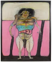 Female by Franz Ringel, 1977, mixed media on paper on hardboard; framed, sold Jun 2016