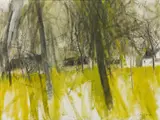 Gottfried Salzmann, Landscape perspective, mixed media on canvas; framed