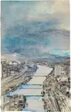 Gottfried Salzmann, Untitled (River), watercolour on paper; framed