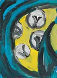 Hubert Schmalix, Untitled (Four heads), 1982, mixed media on paper; unframed