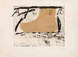 Antoni Tàpies, Pied et lettres, 1976, etching (with plastic) coloured/Papier collé, Arches-laid paper, edition: 6/50; unframed