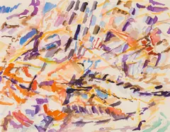 Carl Unger, Egyptian landscape, 1964, watercolour on paper, unframed