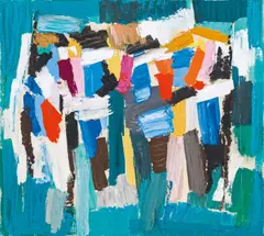 Carl Unger, Music at the garden, 1964, gouache on paper; framed