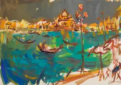 Franz Wlcek, Venice, 1962, tempera on paper; framed