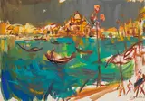 Franz Wlcek, Venice, 1962, tempera on paper; framed