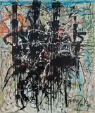 Dreier-Figur (Triple-Figure) by Hans Staudacher, 1986-1990, oil on canvas; unframed, sold Jun 2016