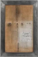 Hans Bischoffshausen, Erhellung der Magie" (Illumination of Magic), 1959, PVC on partial grounded jute, perforated; framed