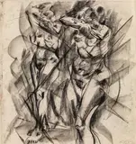 Karl Prantl, Untitled (Two nudes), 1947/49, charcoal drawing on paper; unframed