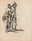 Karl Prantl, Untitled (two nudes), 1947, charcoal on paper; unframed