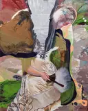 Franziska Maderthaner, Analyse im Stehen" (Analysis while standing), 2014, oil and mixed media on canvas; unframed