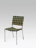 Franz West, Original Doku-Stuhl der Dokumenta X (Original Doku-chair of the Dokumenta X), 1997, steel, wood, foam rubber, linen, cotton