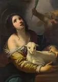 Simone Pignoni, Saint Agnes with lamb, oil on canvas